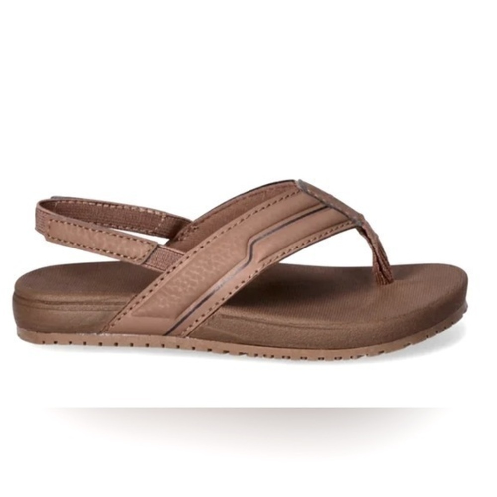 NWT Wonder Nation boys brown flip flop sandals with ankle strap size 9/10